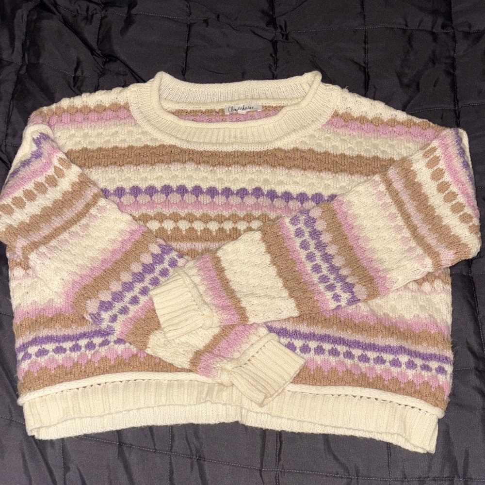 Cloud Chaser Striped Sweater - Cream, Pink, and Purple